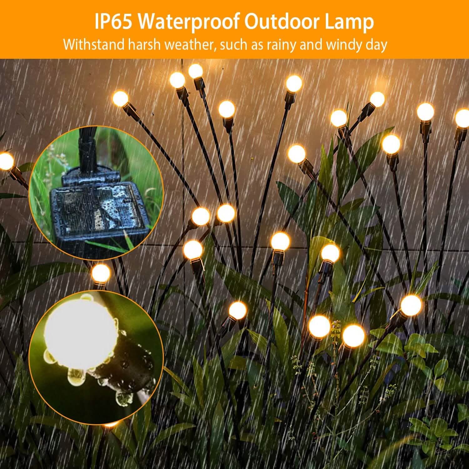 2-Piece: Solar Firefly Lights Swaying Decorative Pathway Lamp String & Fairy Lights - DailySale