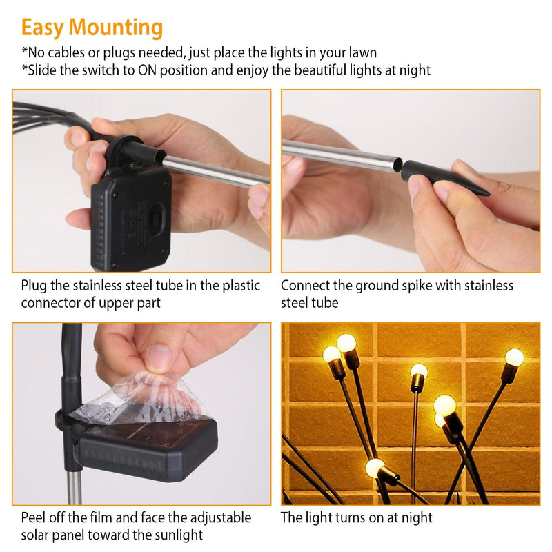 2-Piece: Solar Firefly Lights Swaying Decorative Pathway Lamp String & Fairy Lights - DailySale