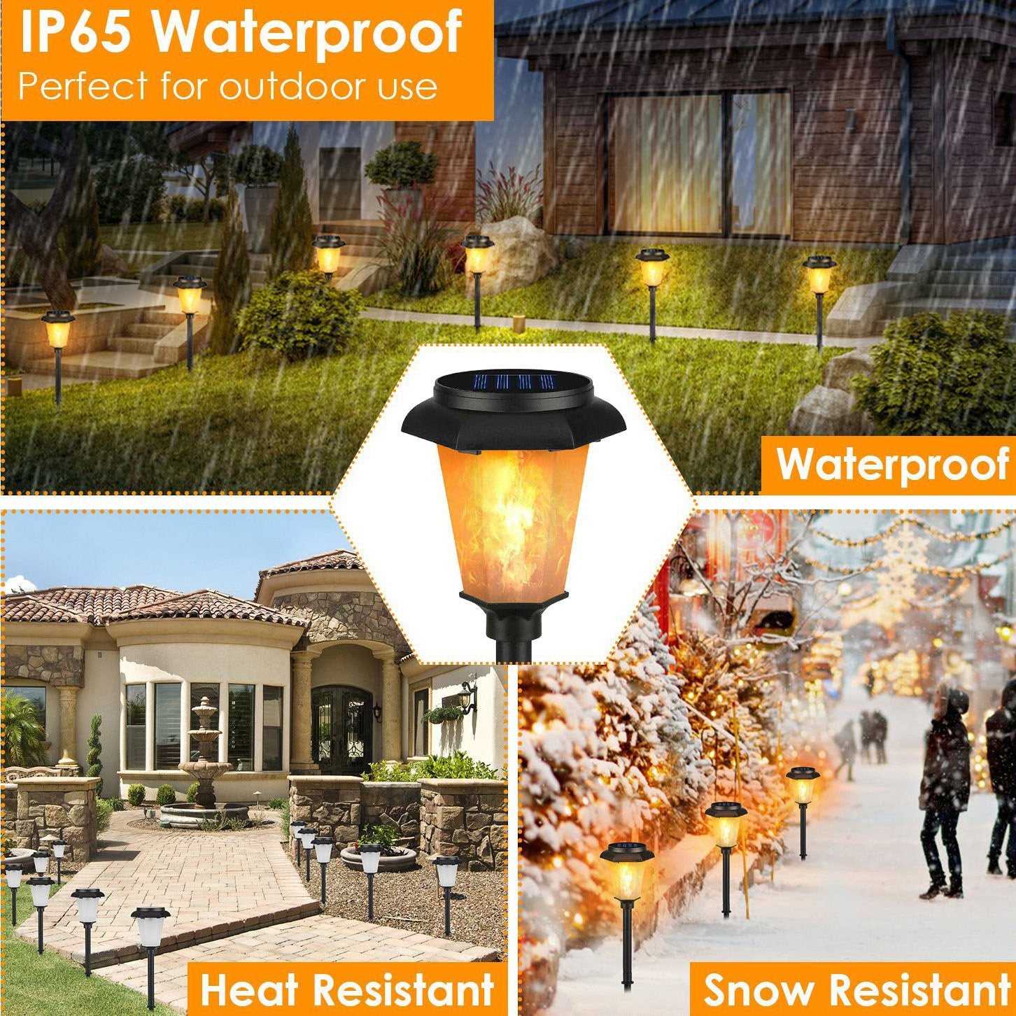 2-Piece: Solar Flame Torch Light Outdoor Lighting - DailySale