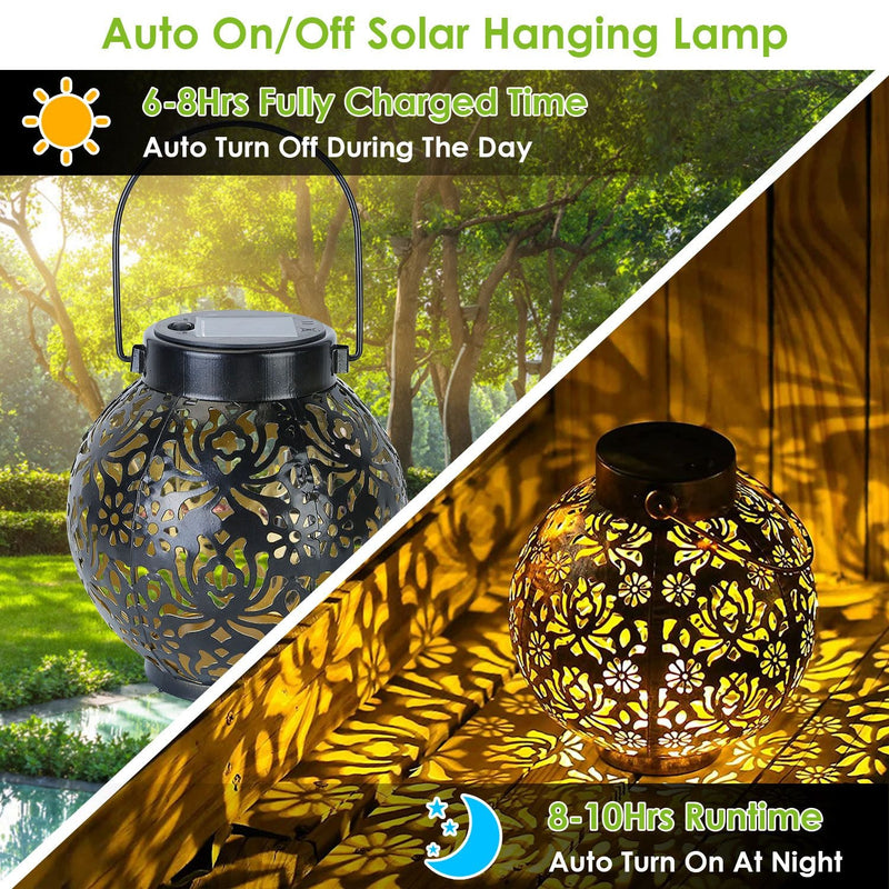 2-Piece: Solar Powered Hanging Lights Outdoor Lighting - DailySale