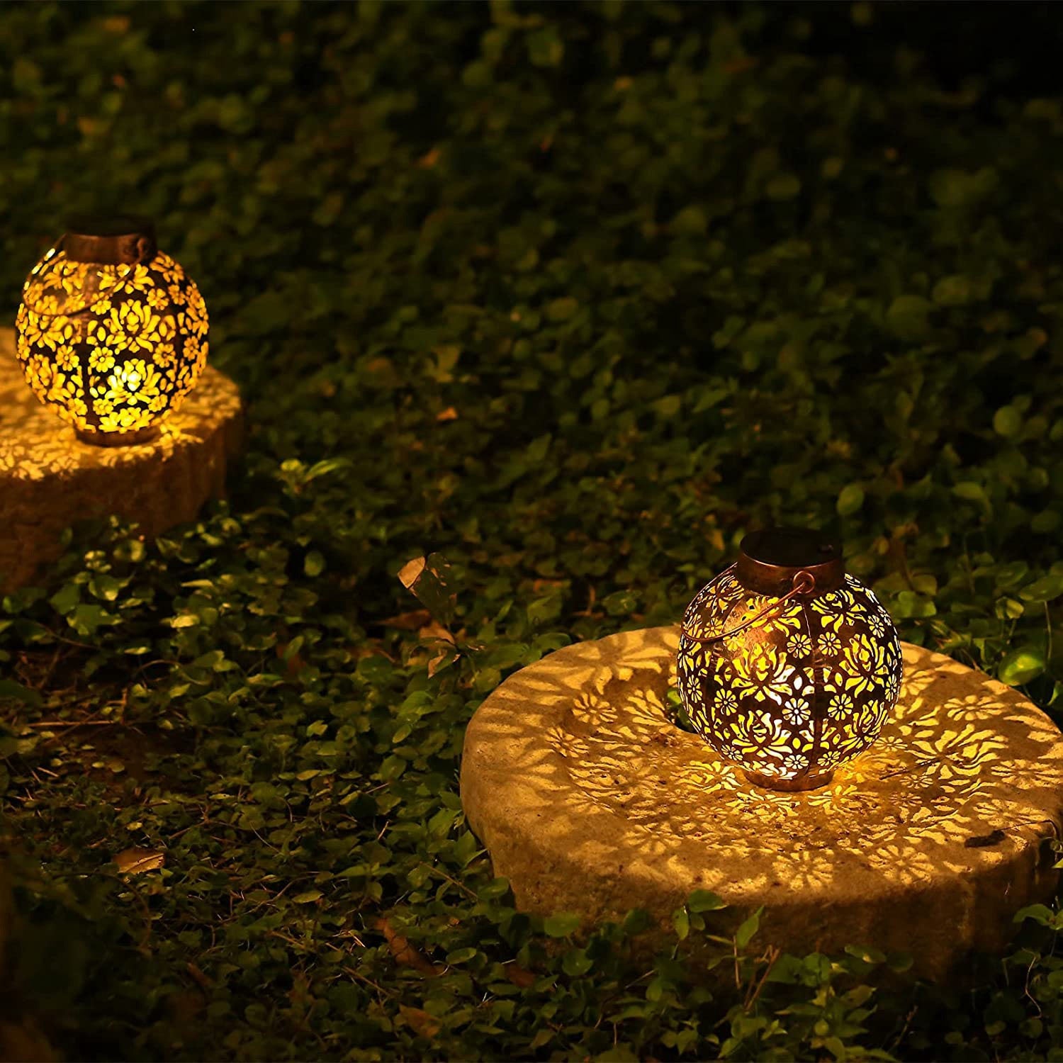 2-Piece: Solar Powered Hanging Lights Outdoor Lighting - DailySale