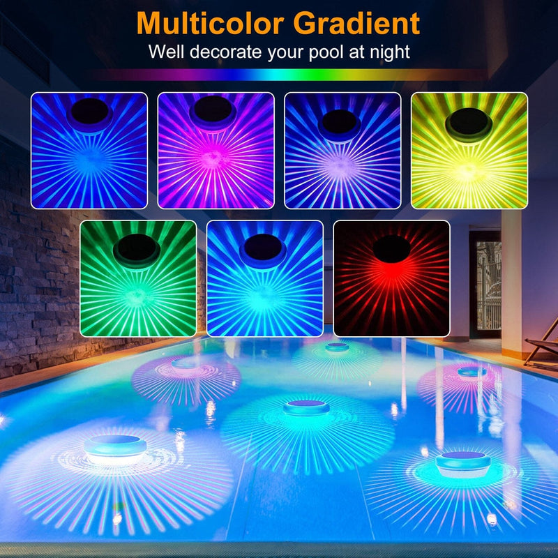 2-Piece: Solar Powered LED Pool Light Gradient Multicolor Changing Outdoor Lighting - DailySale