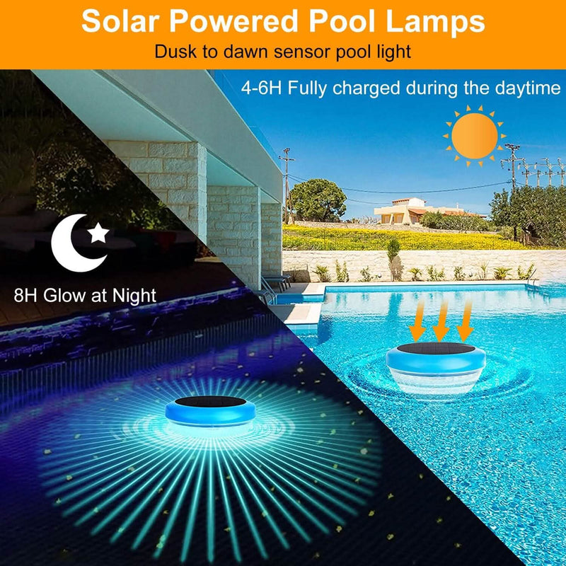 2-Piece: Solar Powered LED Pool Light Gradient Multicolor Changing Outdoor Lighting - DailySale
