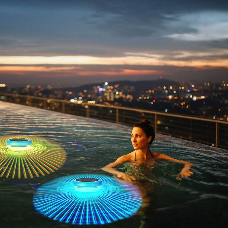 2-Piece: Solar Powered LED Pool Light Gradient Multicolor Changing Outdoor Lighting - DailySale