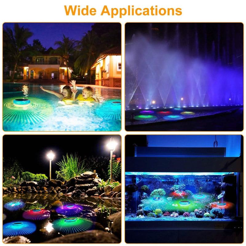 2-Piece: Solar Powered LED Pool Light Gradient Multicolor Changing Outdoor Lighting - DailySale