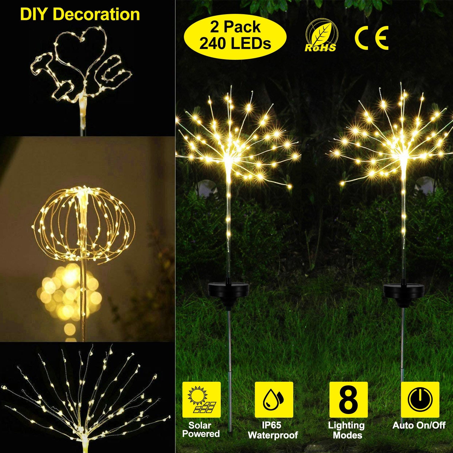 2-Piece: Solar Powered Starburst Garden Lights Garden & Patio - DailySale