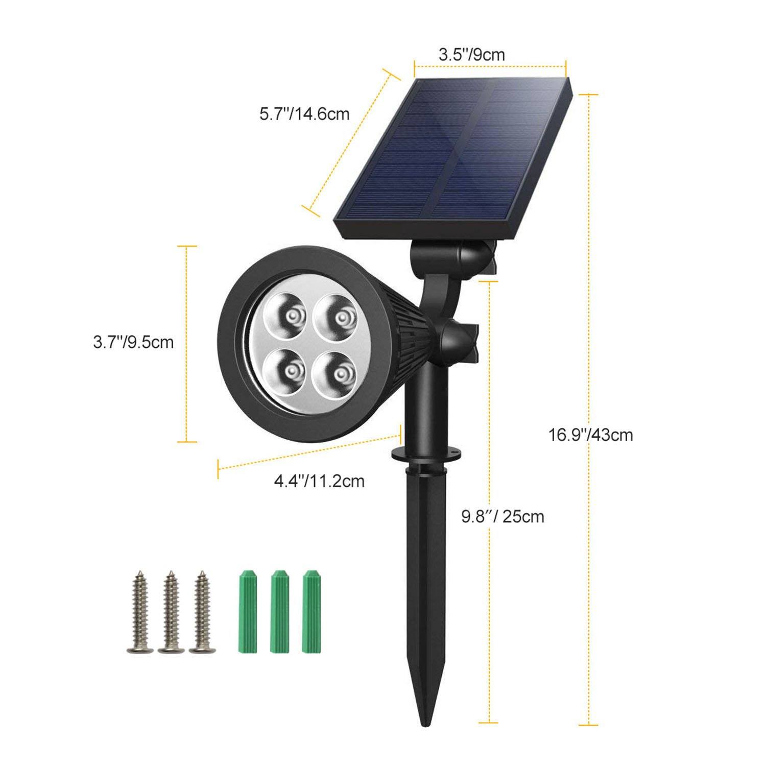 2-Piece: Solar Spotlight Outdoor Dusk Waterproof Garden & Patio - DailySale