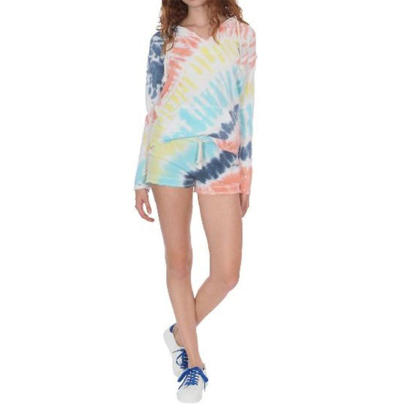 2-Piece: Tie-Dye Hoodie and Shorts Lounge Sets Women's Clothing Multi-Tone S - DailySale