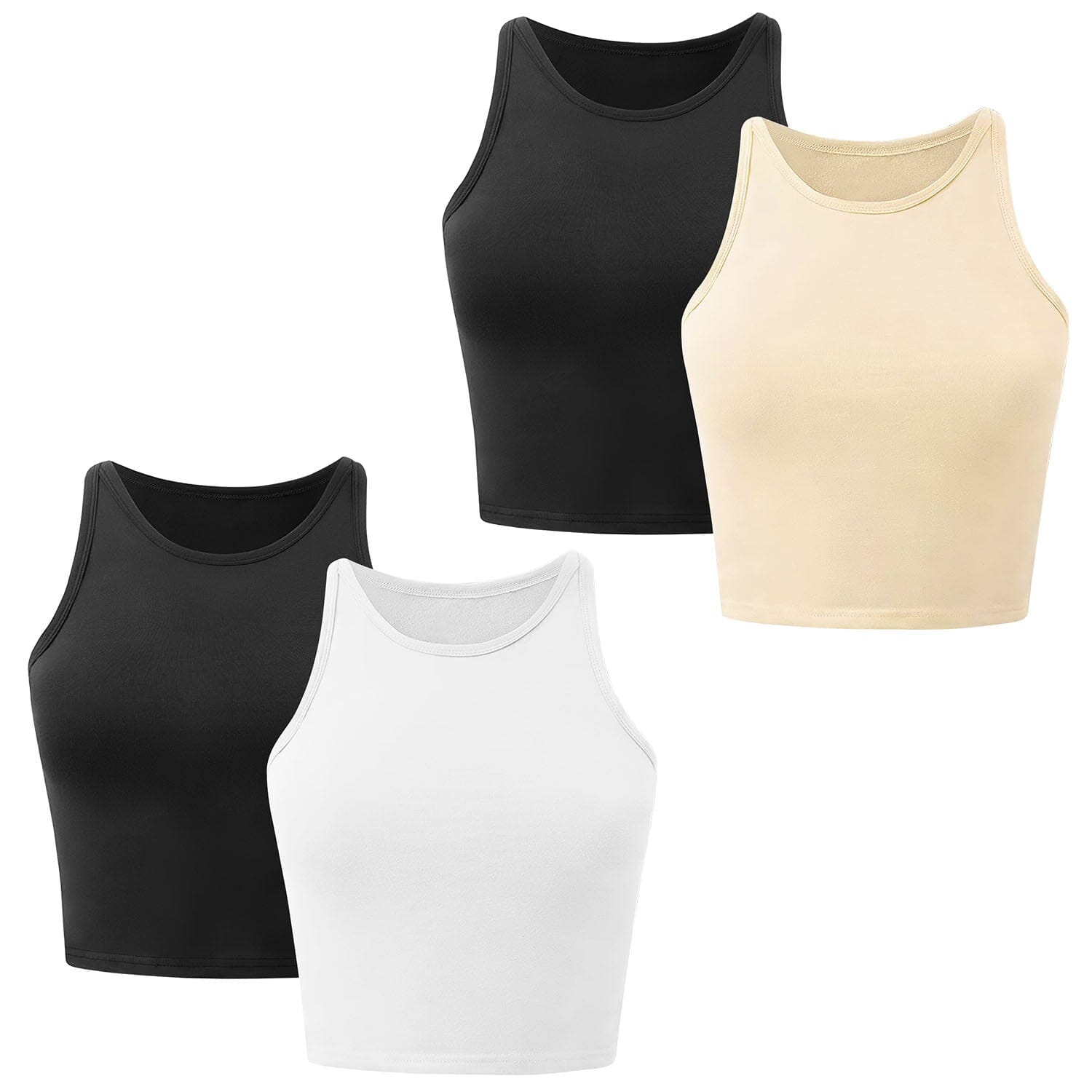 2-Piece: Women Sleeveless Cropped Tank top High Neck Women's Tops - DailySale