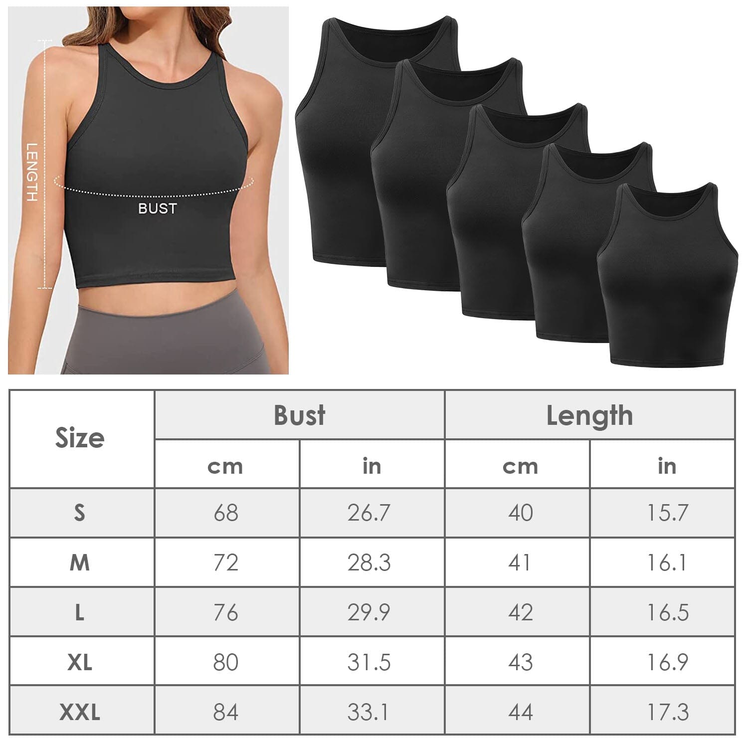 2-Piece: Women Sleeveless Cropped Tank top High Neck Women's Tops - DailySale