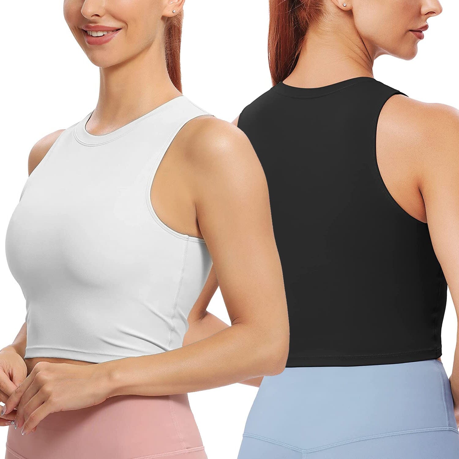 2-Piece: Women Sleeveless Cropped Tank top High Neck Women's Tops - DailySale