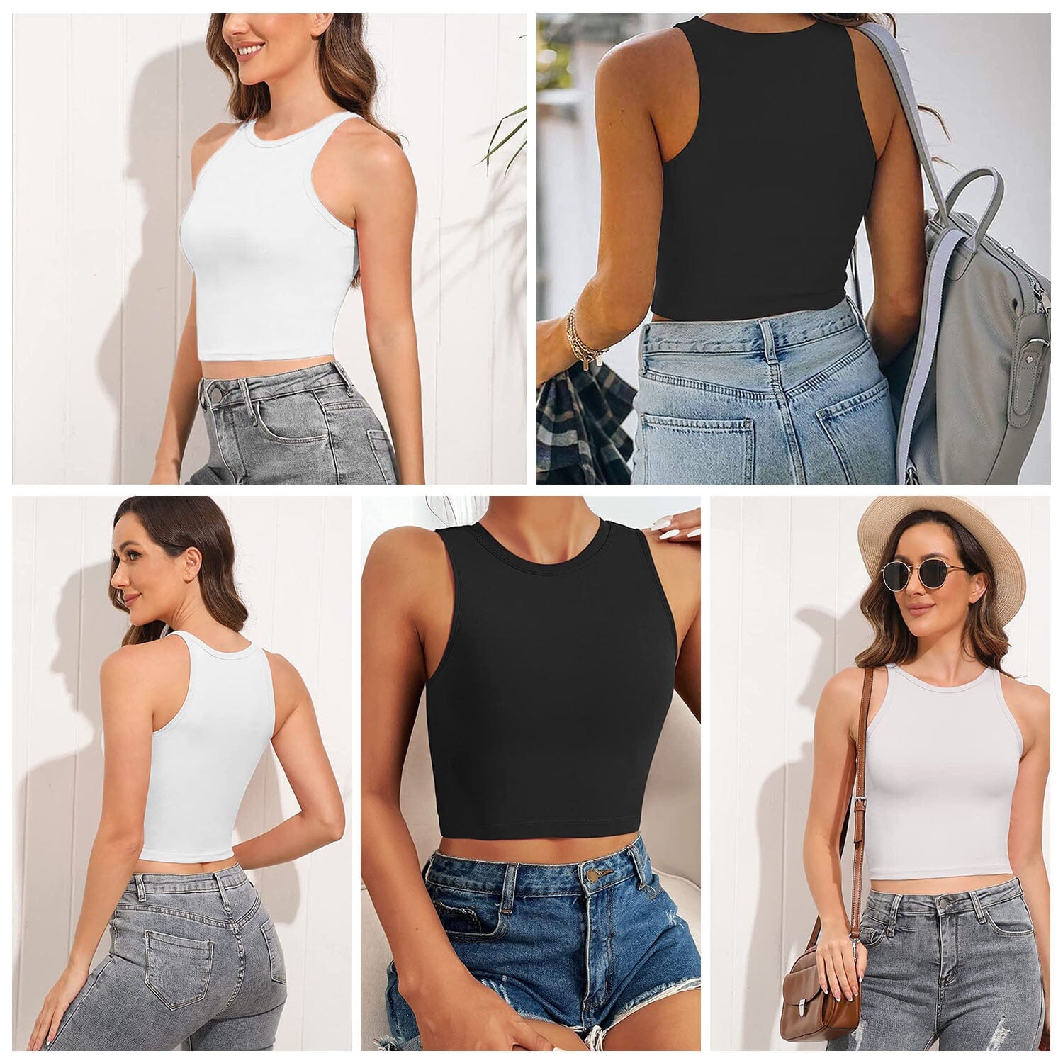 2-Piece: Women Sleeveless Cropped Tank top High Neck Women's Tops - DailySale