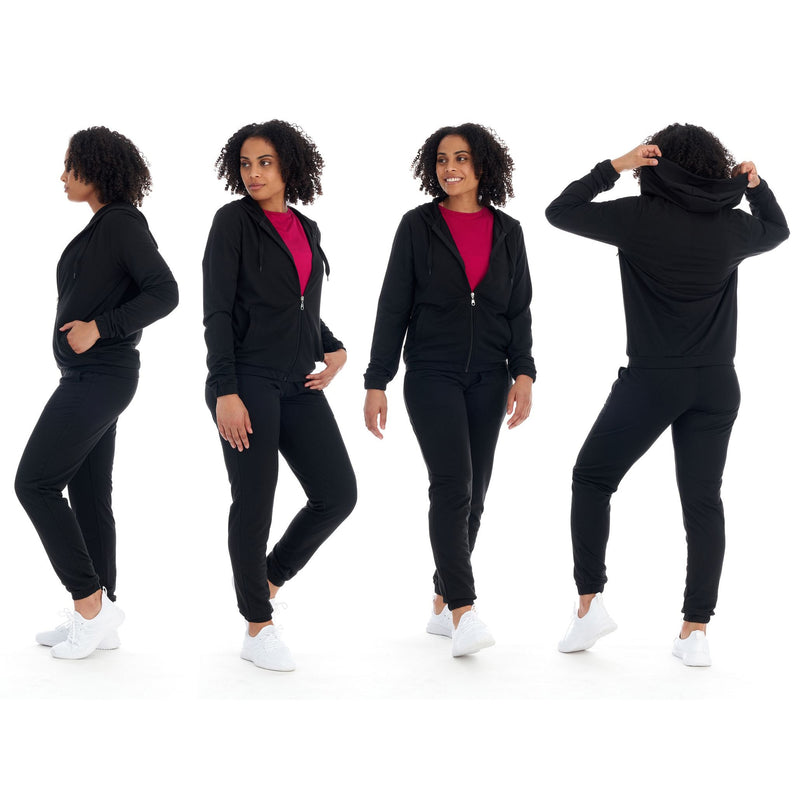 2-Piece: Women's Athleisure Fleece Jogger Sweatpants and Hoodie with Pocket Set