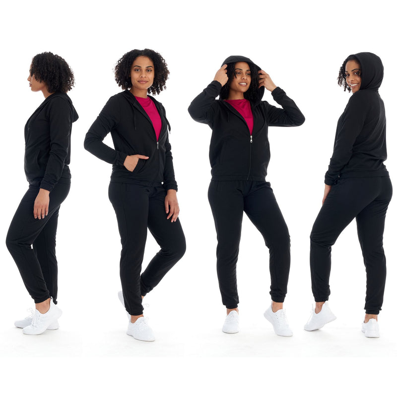 2-Piece: Women's Athleisure Fleece Jogger Sweatpants and Hoodie with Pocket Set