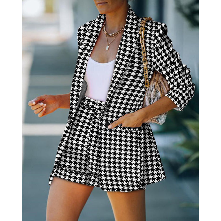 2-Piece: Women's Basic Shirt Collar Blazer Women's Outerwear Black S - DailySale