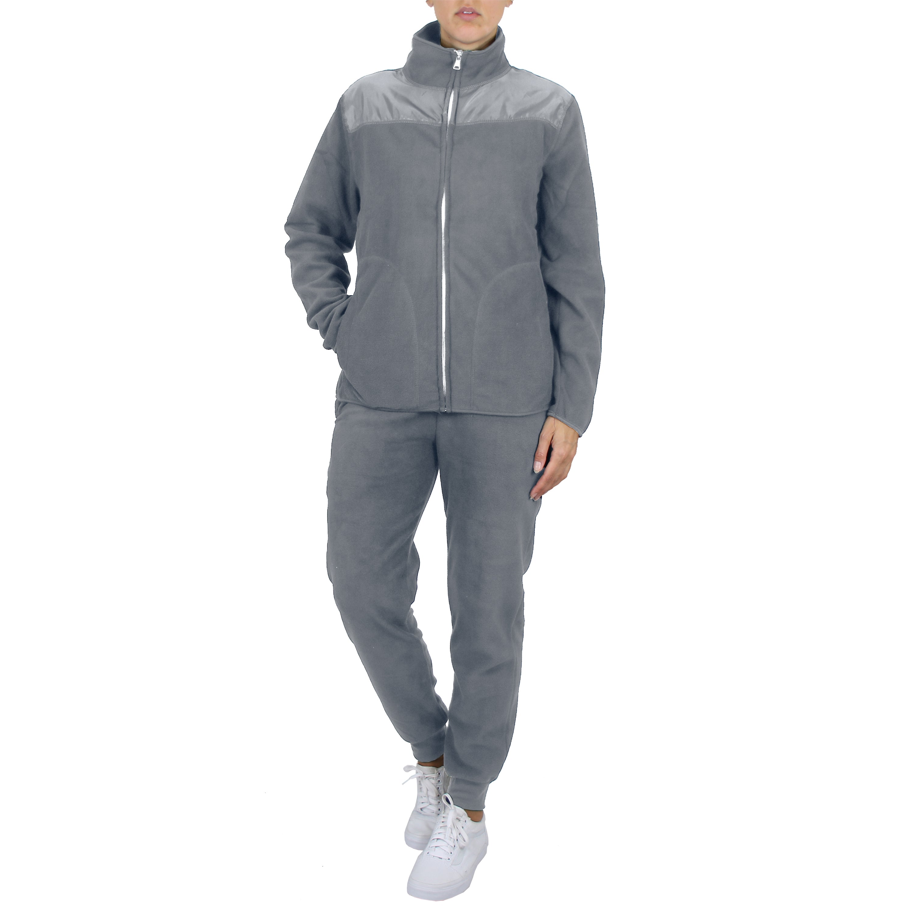 2-Piece: Women's Fashion Sweater and Jogger Polar Fleece Matching Set Women's Tops Gray S - DailySale