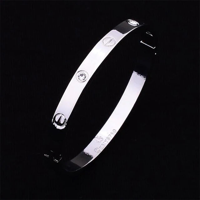 2-Piece: Women's Stainless Steel Zircon Inlay Bracelet Bracelets Less Diamond Silver - DailySale