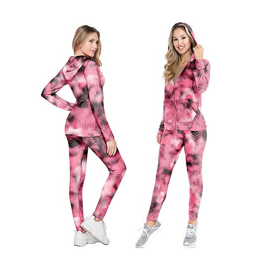 2-Piece: Women's Textured Anti Cellulite Body Shaping Jogger Tracksuit with Hoodie Women's Loungewear - DailySale
