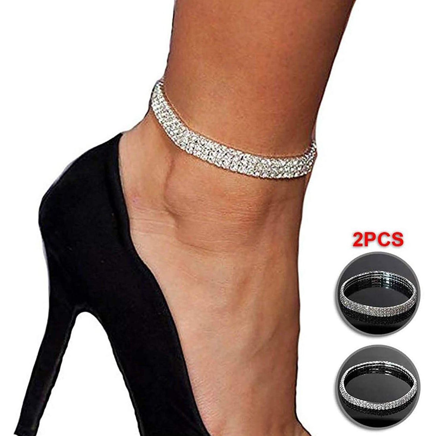 2-Piece: Women's Twinkle Diamond Anklet Women's Shoes & Accessories - DailySale