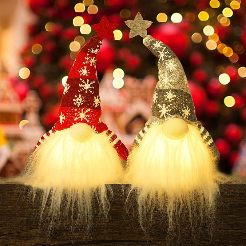 2-Pieces: 11" Lighted Christmas Gnome Santa Holiday Decor & Apparel - DailySale