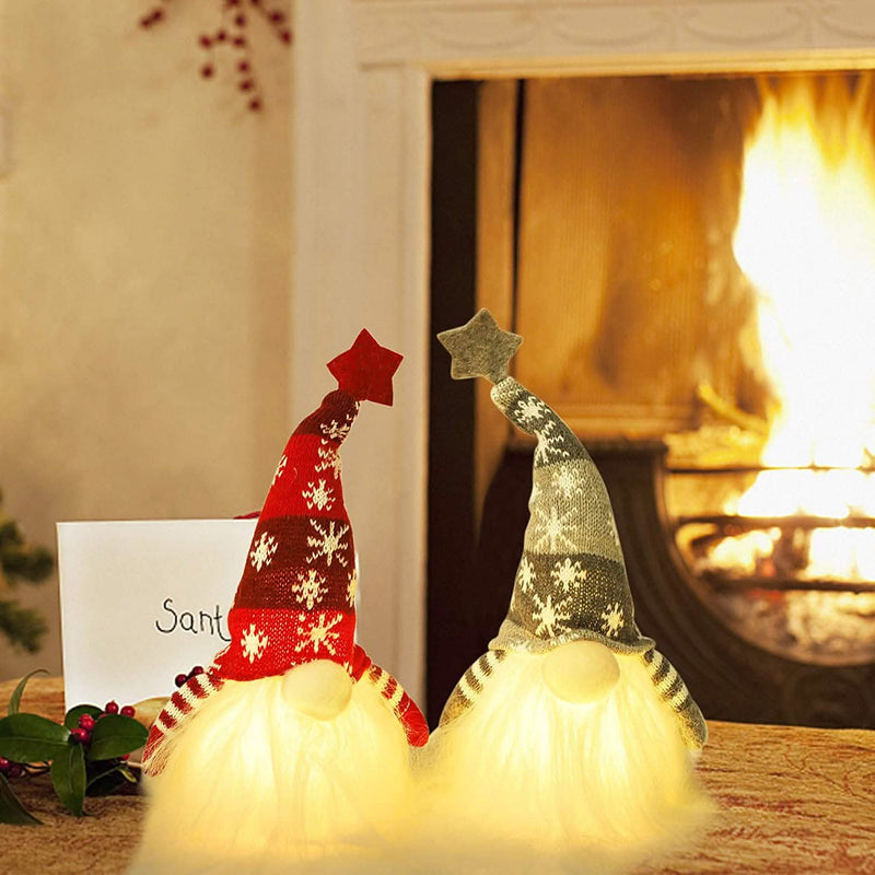 2-Pieces: 11" Lighted Christmas Gnome Santa Holiday Decor & Apparel - DailySale