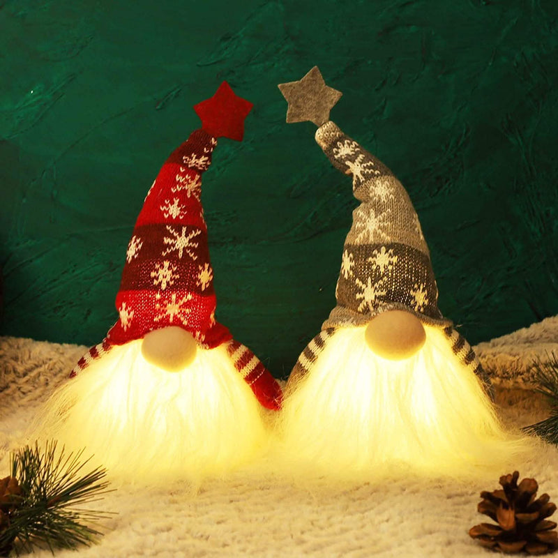 2-Pieces: 11" Lighted Christmas Gnome Santa Holiday Decor & Apparel - DailySale