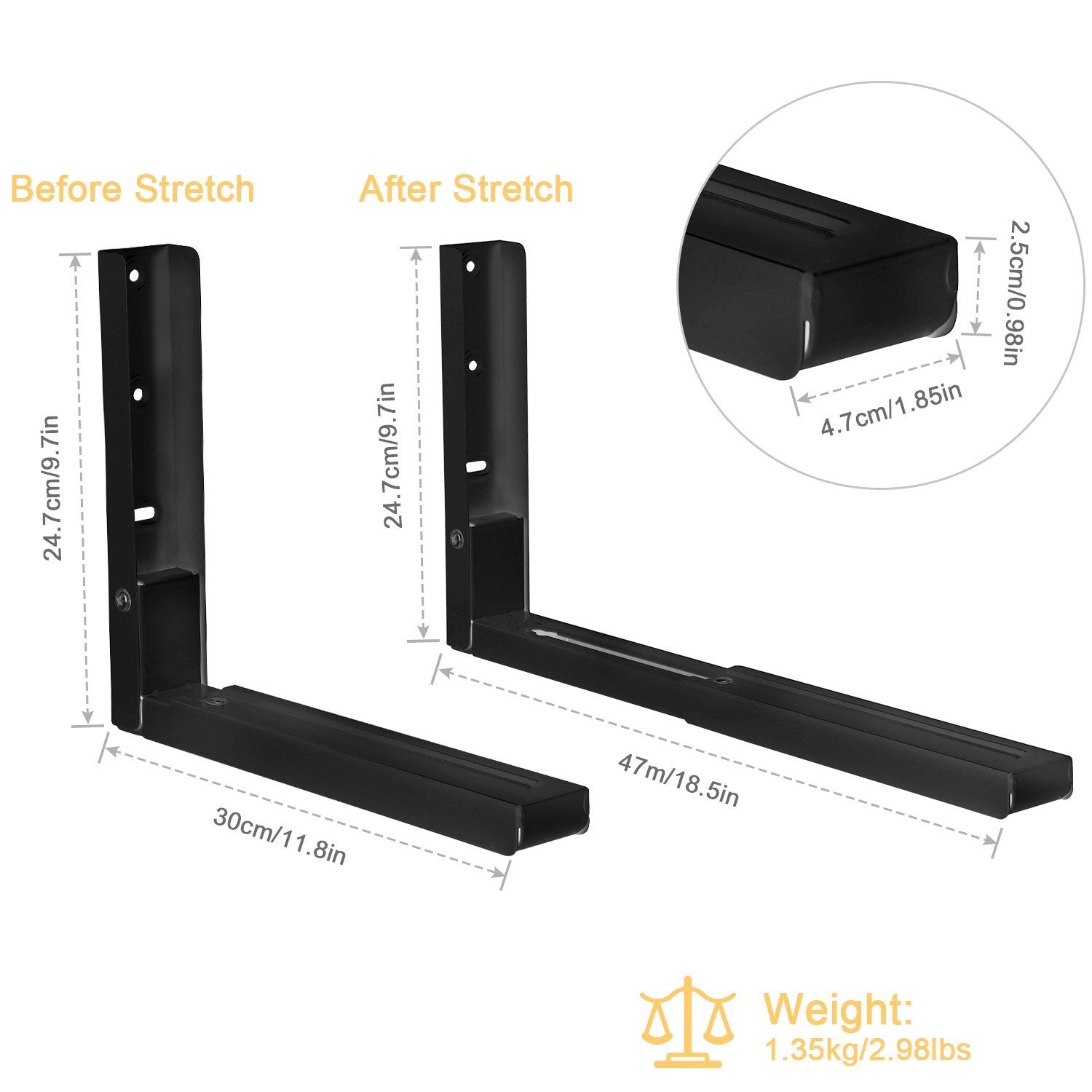 2-Pieces: Adjustable Wall Mount Microwave Brackets Kitchen & Dining - DailySale