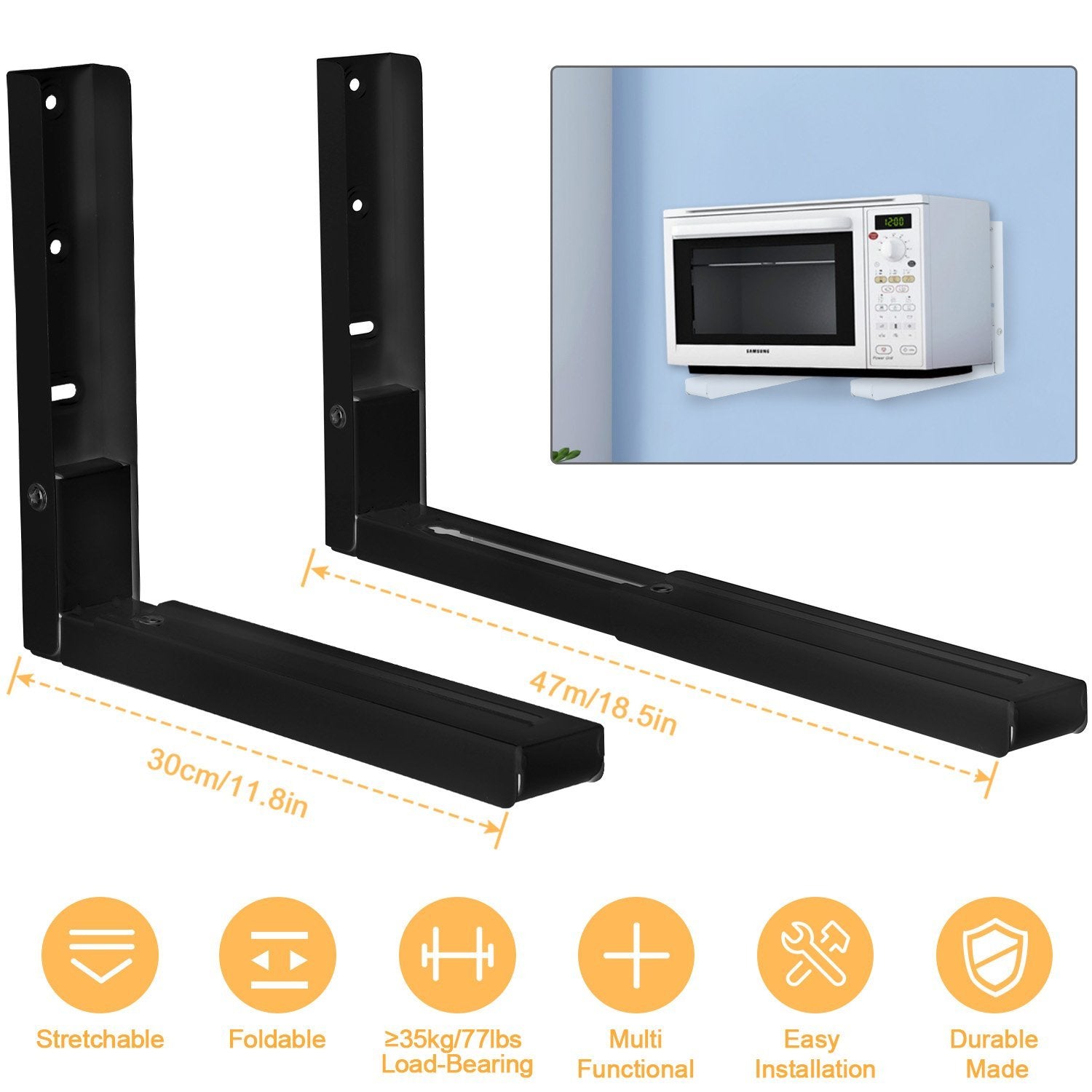 2-Pieces: Adjustable Wall Mount Microwave Brackets Kitchen & Dining - DailySale