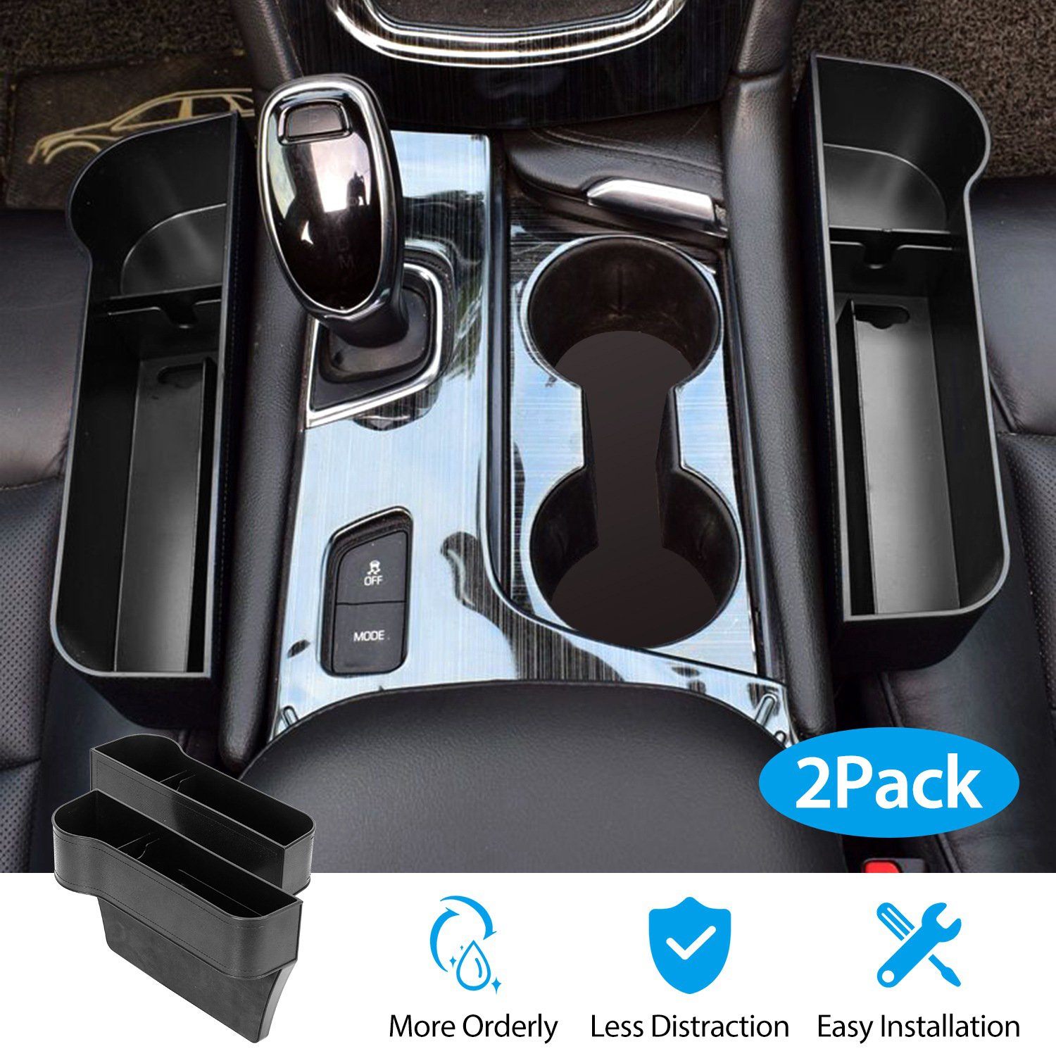 2-Pieces: Car Console Side Organizer Automotive - DailySale