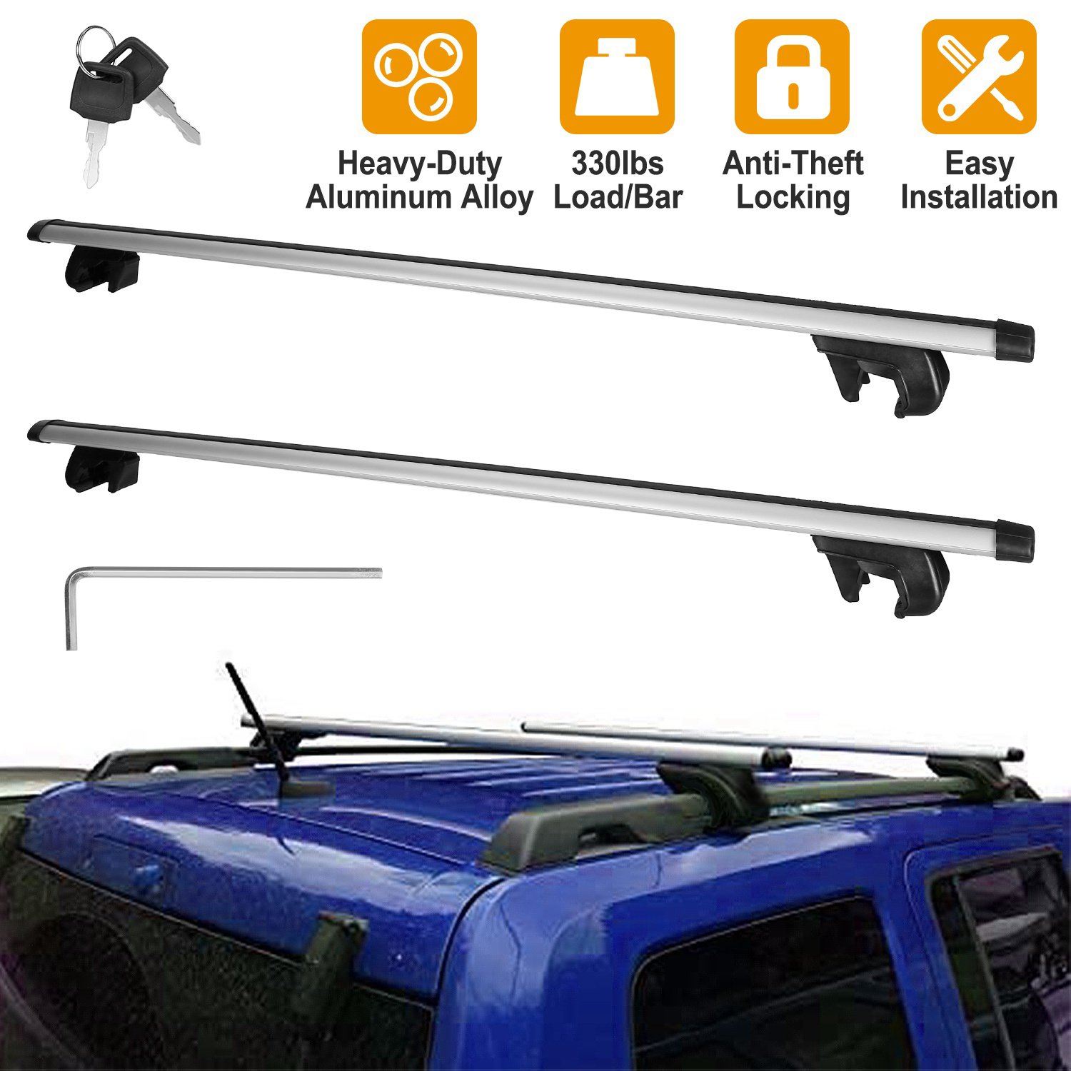 2-Pieces: Car Roof Top Crossbar Rack Automotive - DailySale