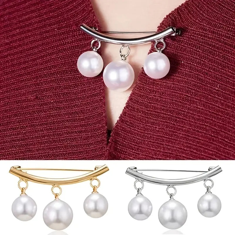 2-Pieces: Faux Pearl Neck Tie Pin Buckle Faux Pendant Women's Shoes & Accessories - DailySale