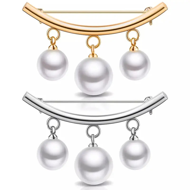 2-Pieces: Faux Pearl Neck Tie Pin Buckle Faux Pendant Women's Shoes & Accessories - DailySale