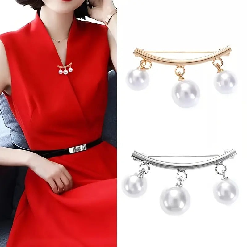 2-Pieces: Faux Pearl Neck Tie Pin Buckle Faux Pendant Women's Shoes & Accessories - DailySale