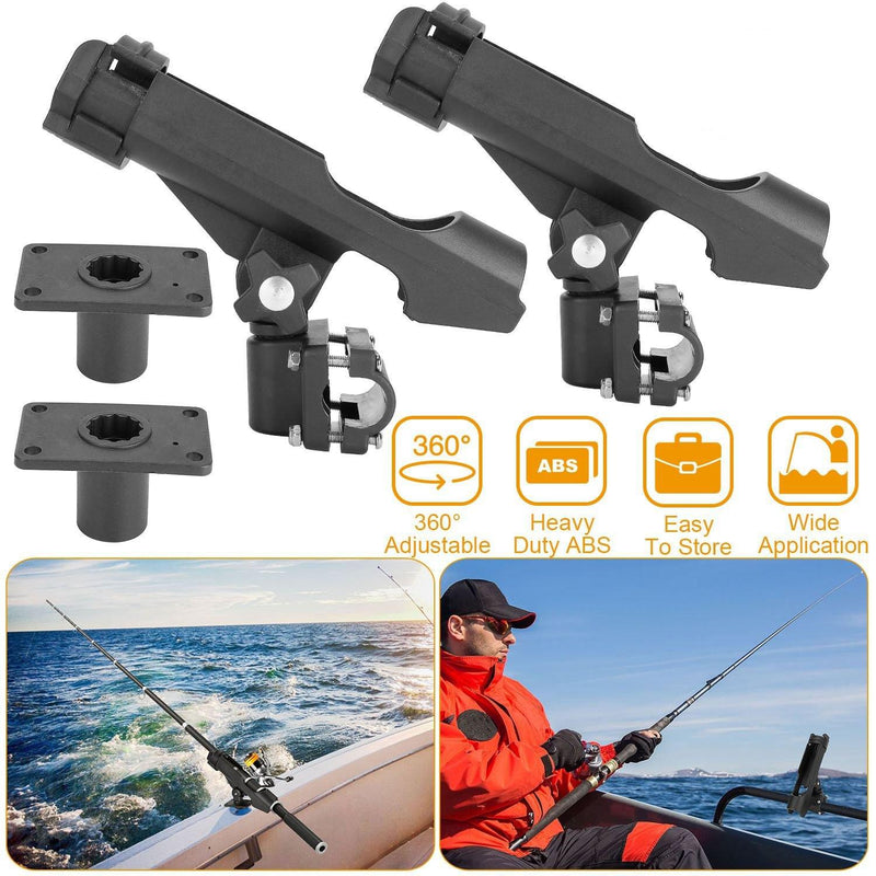 New 2Pack Fishing Boat Rods Holder With Large Clamp Opening 360
