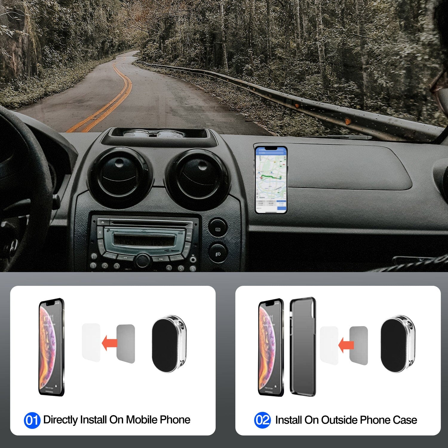 2-Pieces: Foldable Magnetic Car Phone Holder Automotive - DailySale