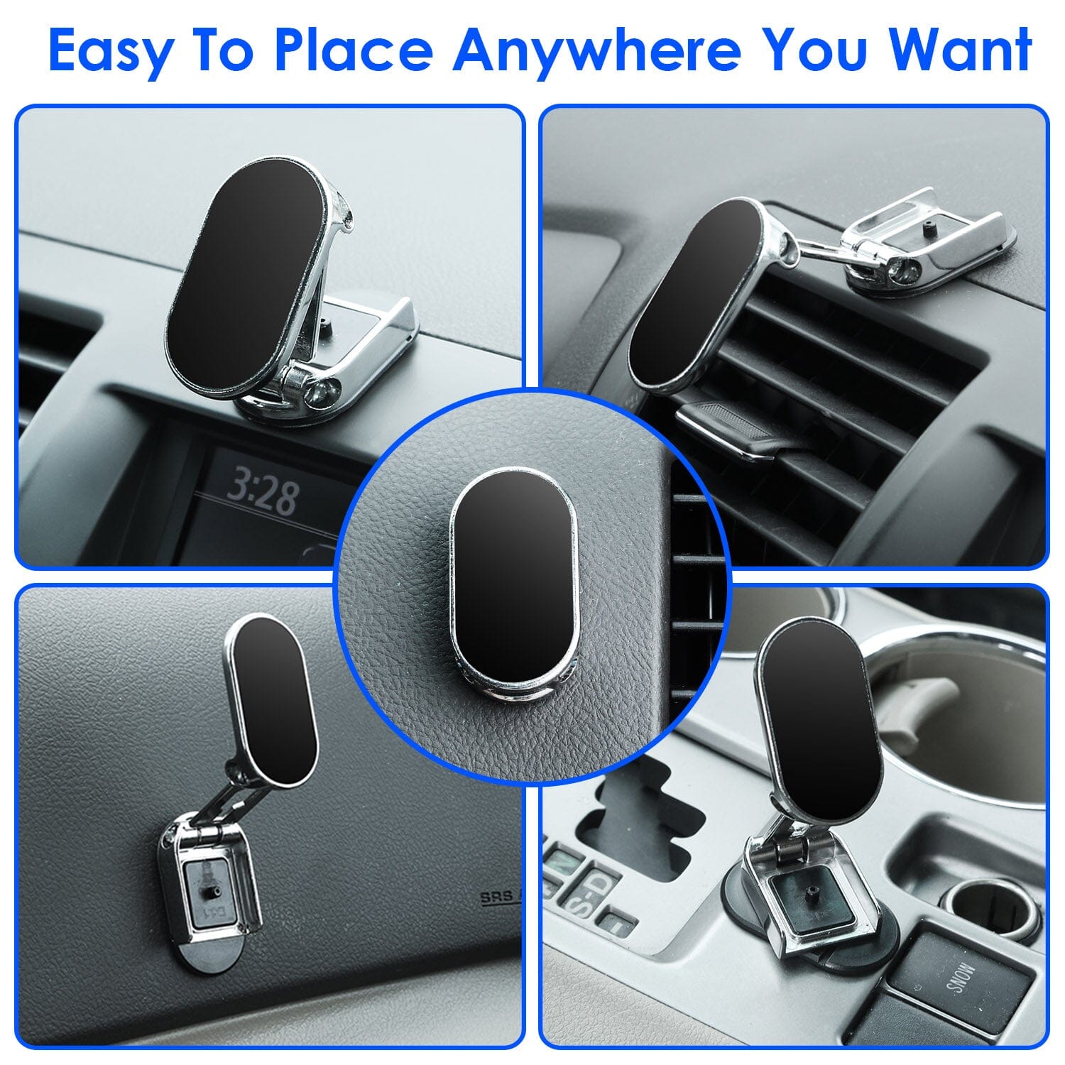 2-Pieces: Foldable Magnetic Car Phone Holder Automotive - DailySale