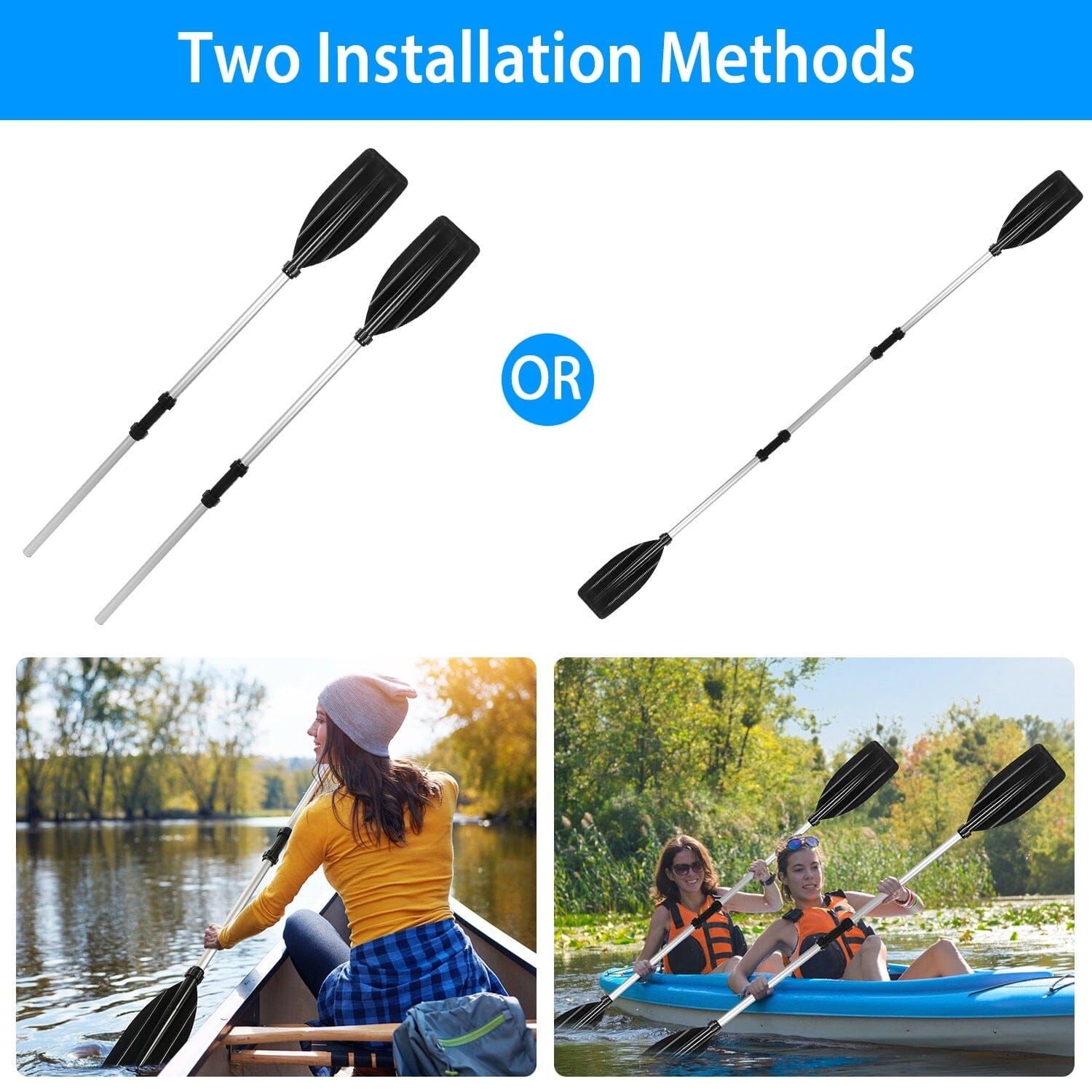 2-Pieces: Kayak Paddles Aluminum Alloy Detachable Canoe Sports & Outdoors - DailySale