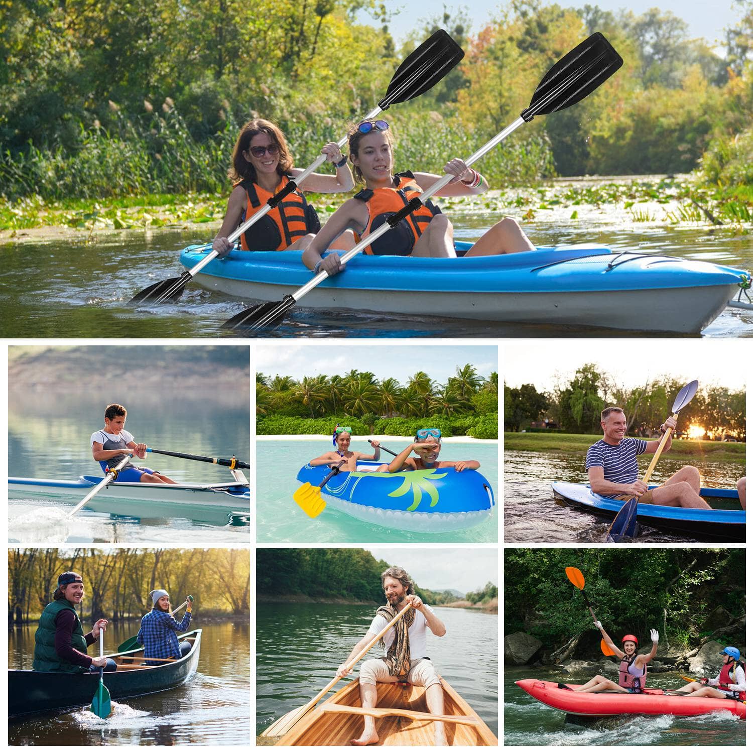 2-Pieces: Kayak Paddles Aluminum Alloy Detachable Canoe Sports & Outdoors - DailySale