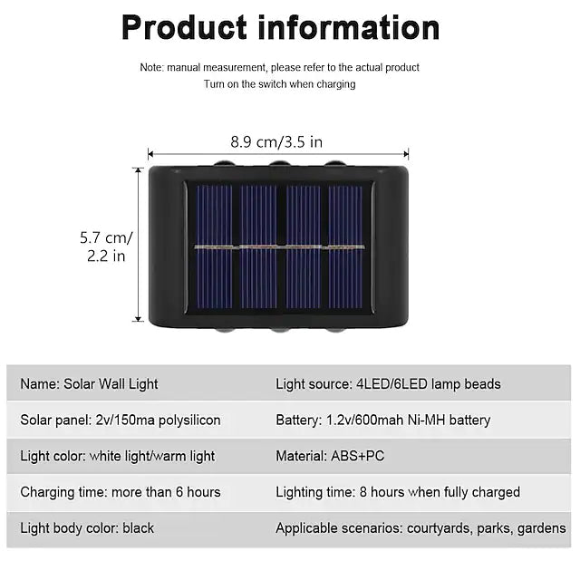 2-Pieces: Outdoor Wall Light Solar Waterproof LED Light Outdoor Lighting - DailySale