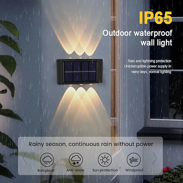 2-Pieces: Outdoor Wall Light Solar Waterproof LED Light Outdoor Lighting - DailySale