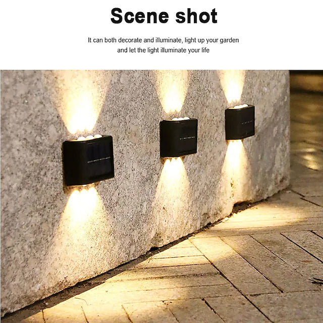 2-Pieces: Outdoor Wall Light Solar Waterproof LED Light Outdoor Lighting - DailySale