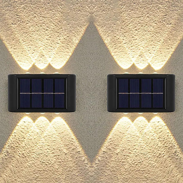 2-Pieces: Outdoor Wall Light Solar Waterproof LED Light Outdoor Lighting Warm White - DailySale