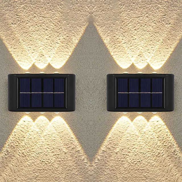 2-Pieces: Outdoor Wall Light Solar Waterproof LED Light Outdoor Lighting Warm White - DailySale