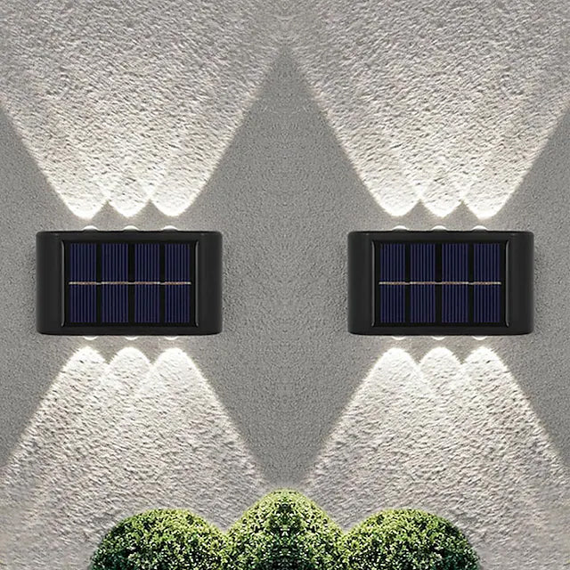 2-Pieces: Outdoor Wall Light Solar Waterproof LED Light Outdoor Lighting White - DailySale
