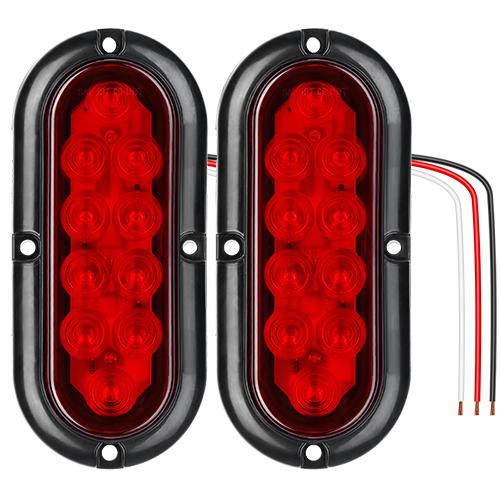 2-Pieces: Oval LED Brake Light 10 LED Lamp Stop Turn Tail Light Automotive - DailySale