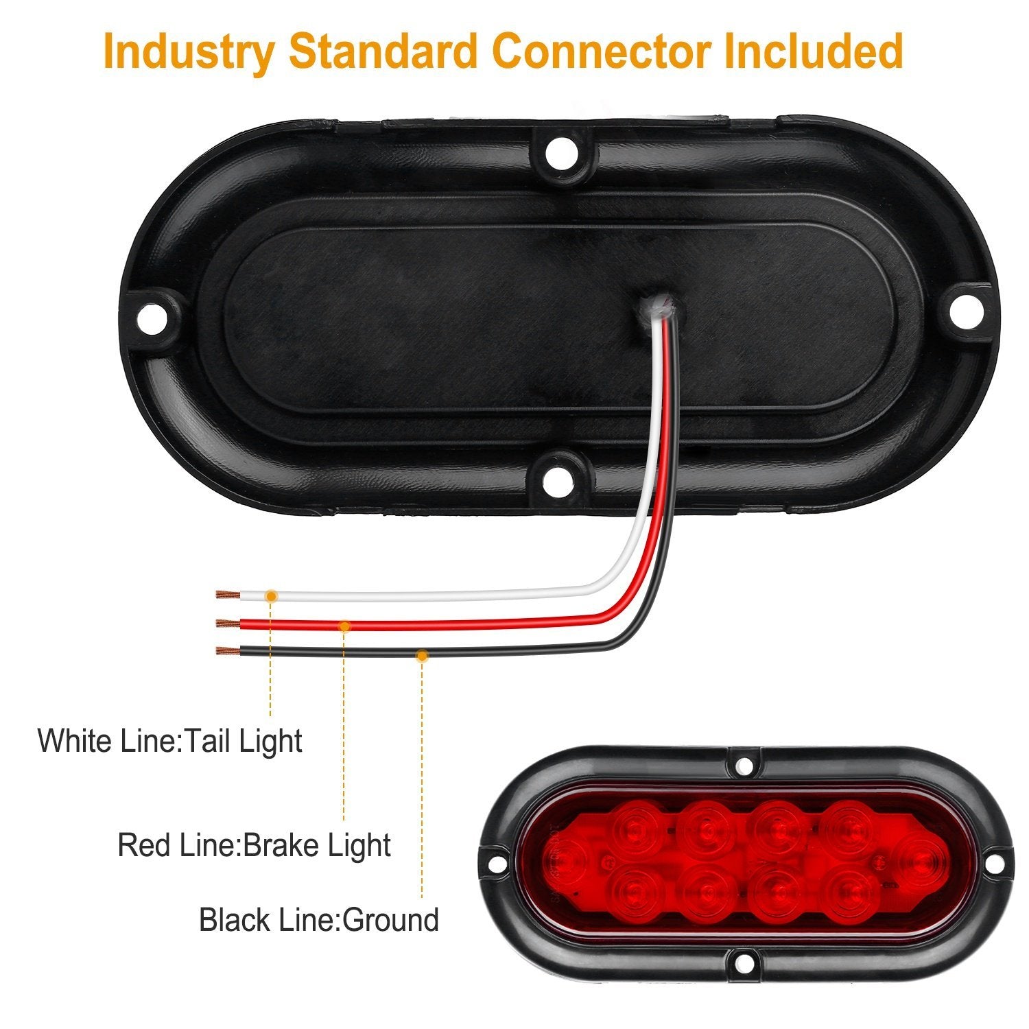 2-Pieces: Oval LED Brake Light 10 LED Lamp Stop Turn Tail Light Automotive - DailySale