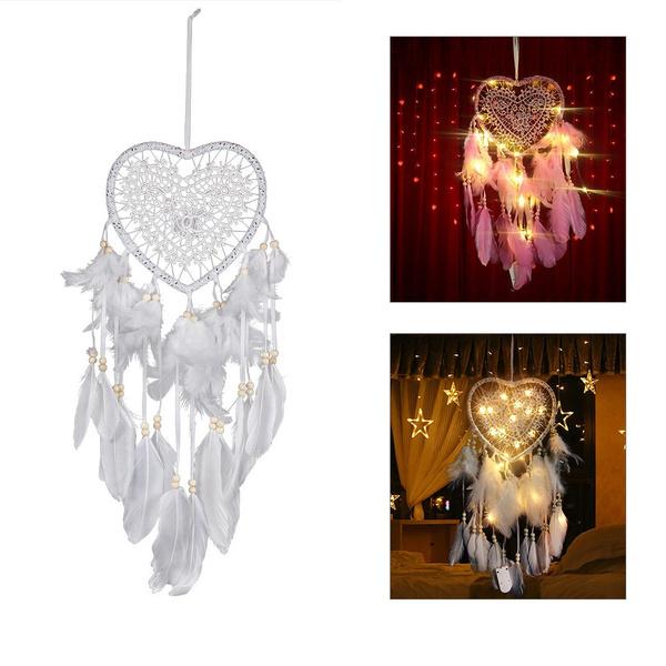 2-Pieces: Romantic LED Dream Catcher with Feather Dreamcatcher Night Light Furniture & Decor - DailySale