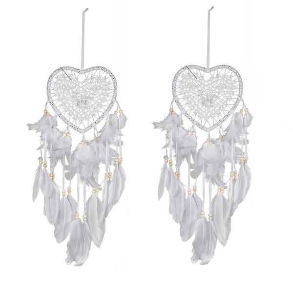 2-Pieces: Romantic LED Dream Catcher with Feather Dreamcatcher Night Light Furniture & Decor Pink - DailySale