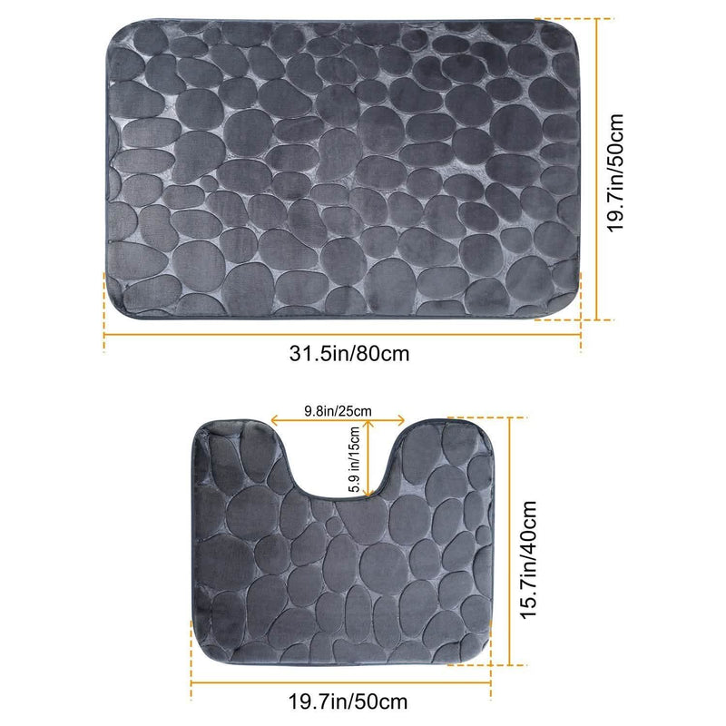 2-Pieces Set: Bathroom Rugs Luxury Flannel Non-Slip Bath - DailySale