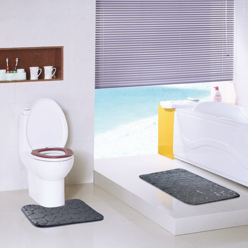 2-Pieces Set: Bathroom Rugs Luxury Flannel Non-Slip Bath - DailySale
